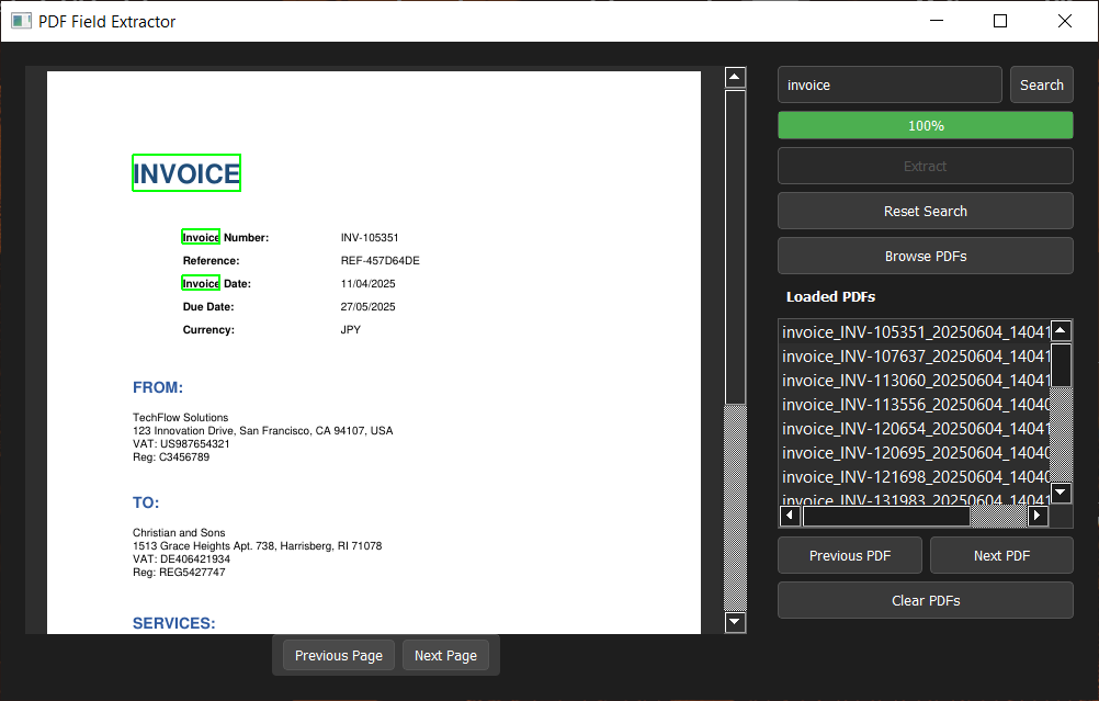 PDF Field Extractor searched PDF Field Extractor searched